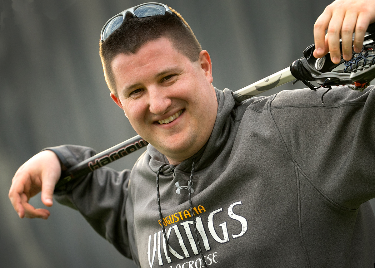 Randall Haeflinger holding bat